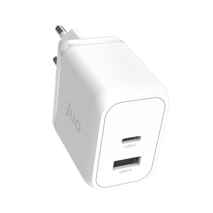 Juo 45W GaN USB-C + USB-A Şarj Aleti iPhone & iPad & Macbook & Samsung Uyumlu PD Type-C Hızlı Şarj Cihazı Beyaz