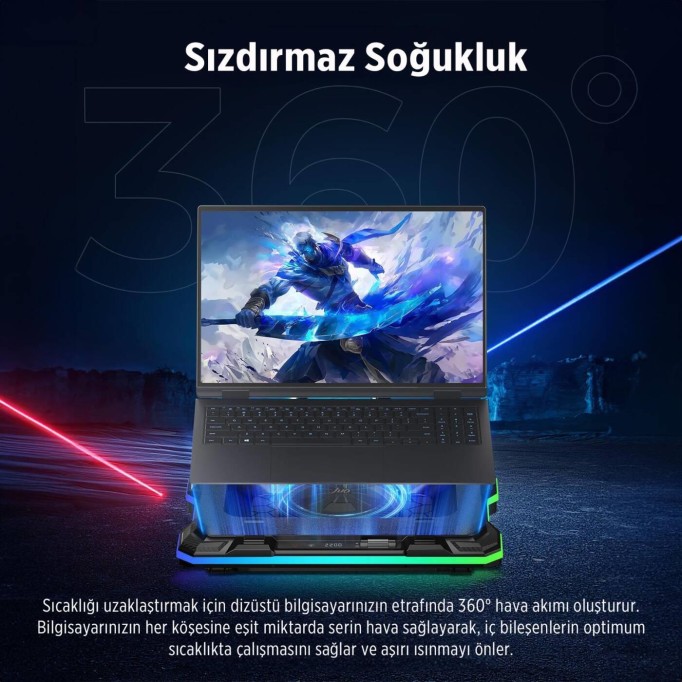 Juo Yeti 2200RPM RGB Işıklı Led Display Gaming Laptop Notebook Soğutucu Stand