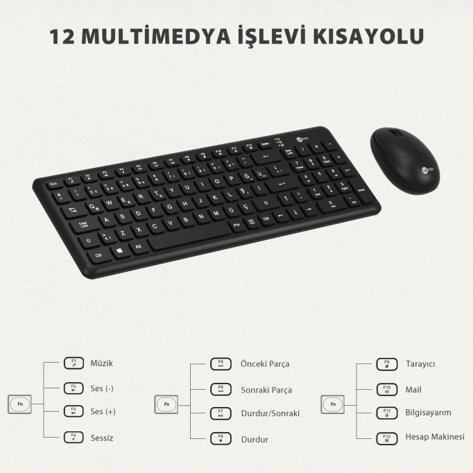 Lenovo Lecoo KW204 Kablosuz Klavye & Mouse Set Siyah