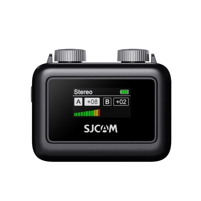 SJCAM M1 Profesyonel Kablosuz Yaka Mikrofonu (1TX  + 1 RX) 100dB Tek Vericili Gürültü Engelleyici (SNR) LCD Ekran