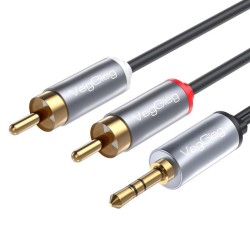 15 Metre VegGieg 3.5mm Aux To 2 RCA Hi-Fi Ses Kablosu 15 Metre