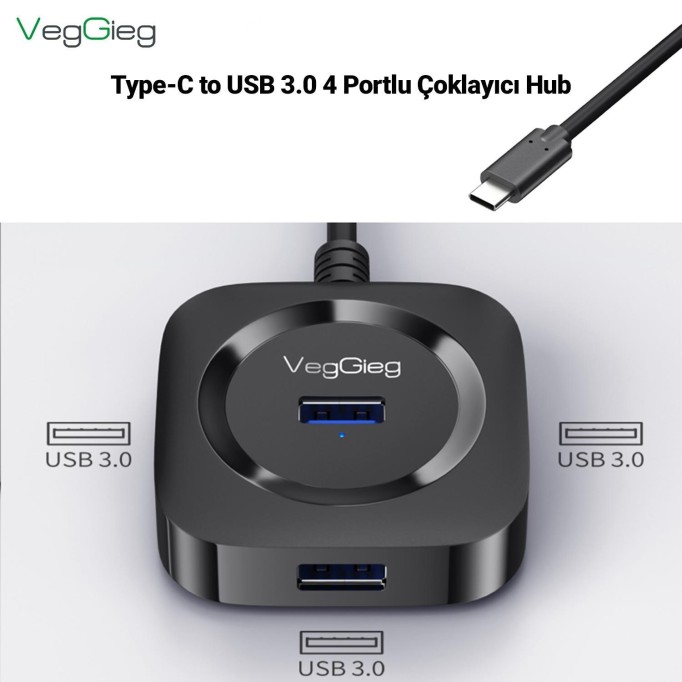 VegGieg 4 Portlu Type-C to USB 3.0 Çoklayıcı Hub